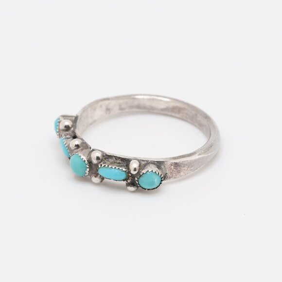 Sterling Silver Kingman Blue Turquoise Zuni Ring - Picture 7 of 7